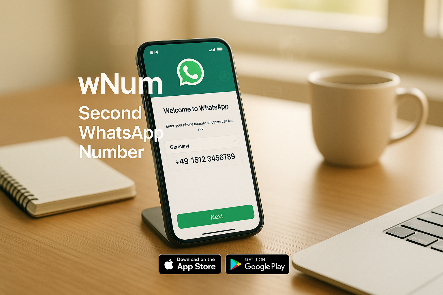 Aperçu de l’application acheter numéro virtuel pour WhatsApp