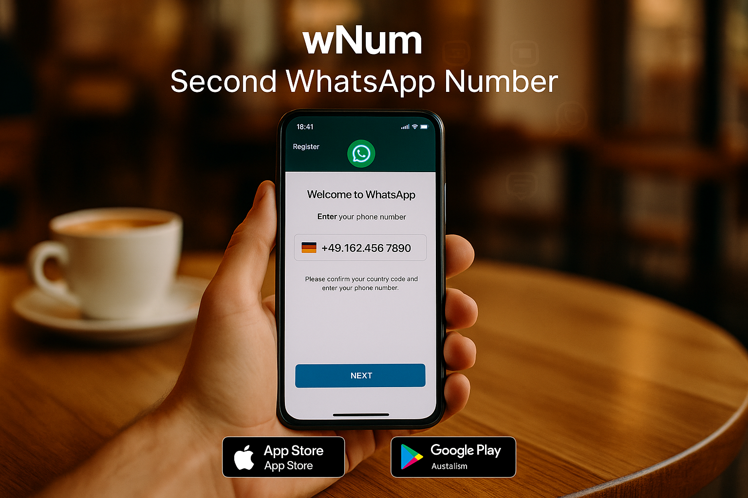 App comprar número virtual WhatsApp en wNum - imagen promoción español