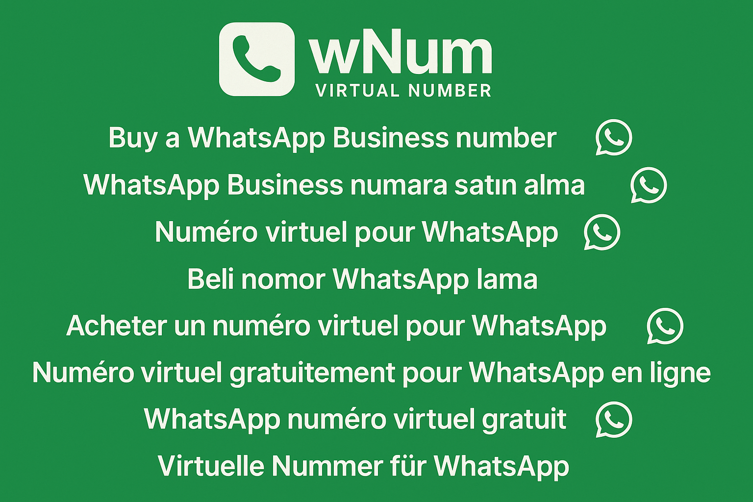 Numéro virtuel gratuit pour WhatsApp en ligne, activation WhatsApp Business sans carte SIM