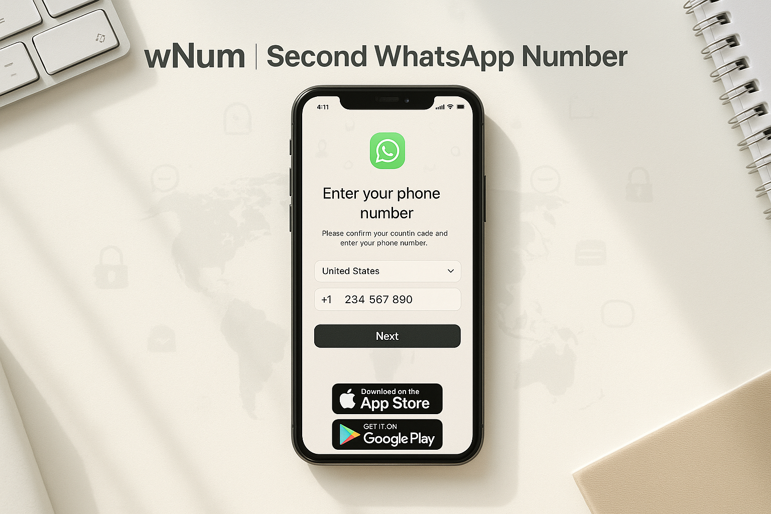 whatsapp sanal numara ücretsiz ve virtual number for whatsapp activation için wNum uygulaması