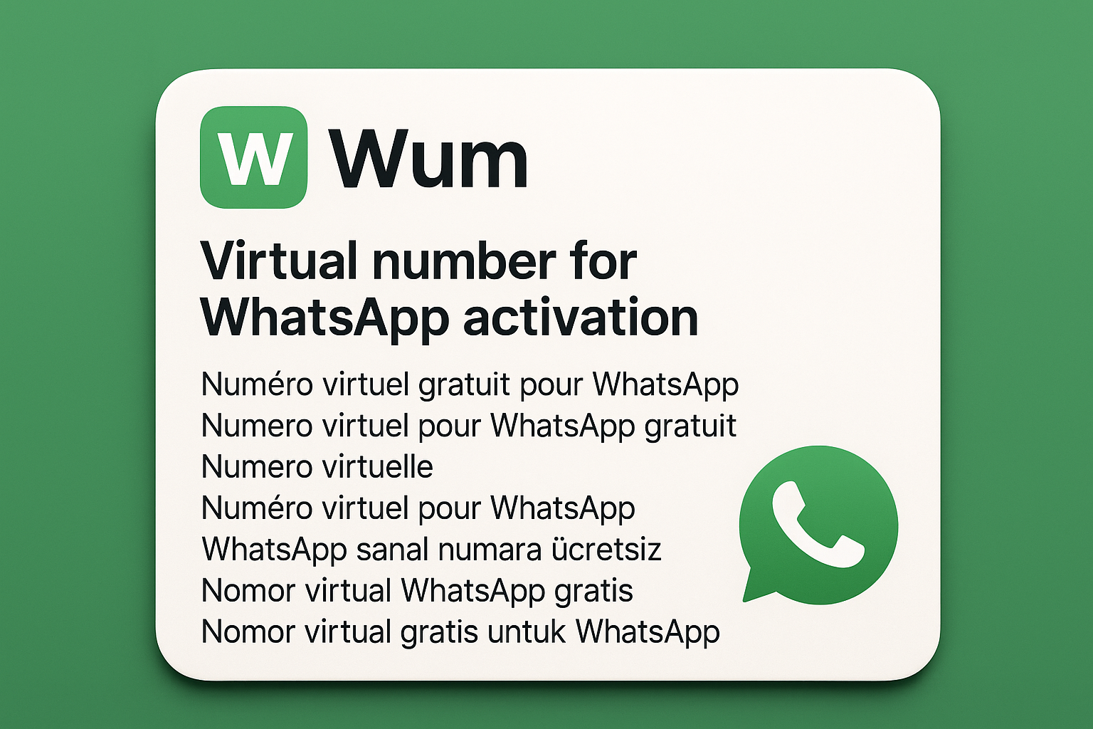 whatsapp aktivasyon için virtual number ve numéro virtuel pour whatsapp