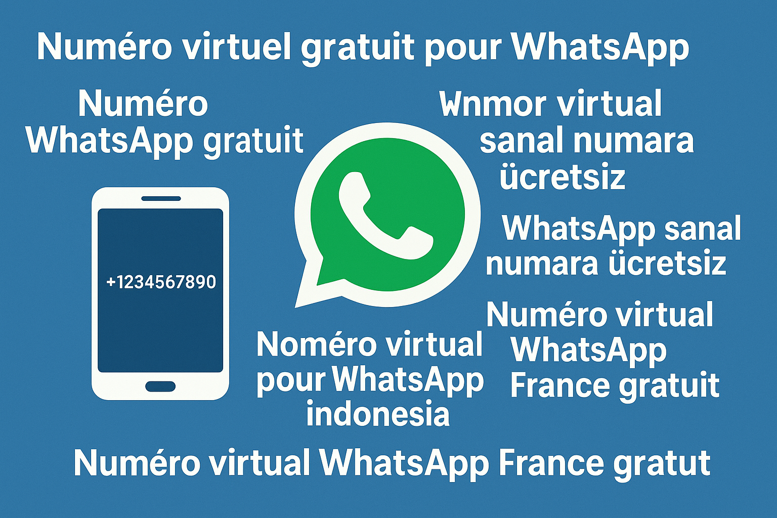 Ejemplo de número WhatsApp gratis, número virtual para WhatsApp France y nomor virtual whatsapp murah