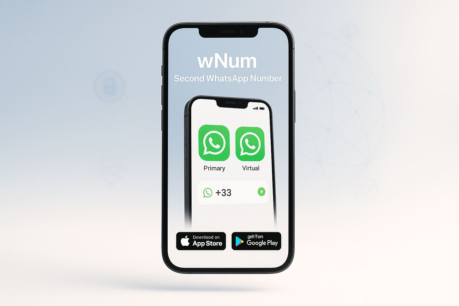 Tampilan aplikasi wNum nomor whatsapp virtual gratis