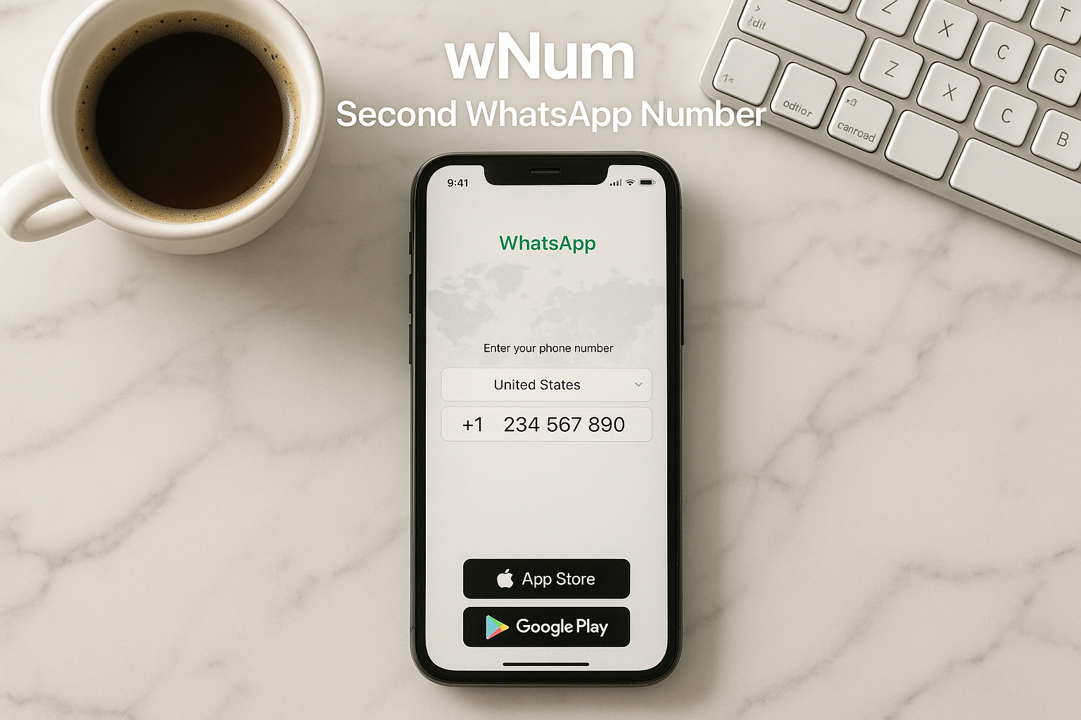 Illustration activation numéro virtuel gratuit pour WhatsApp avec wNum