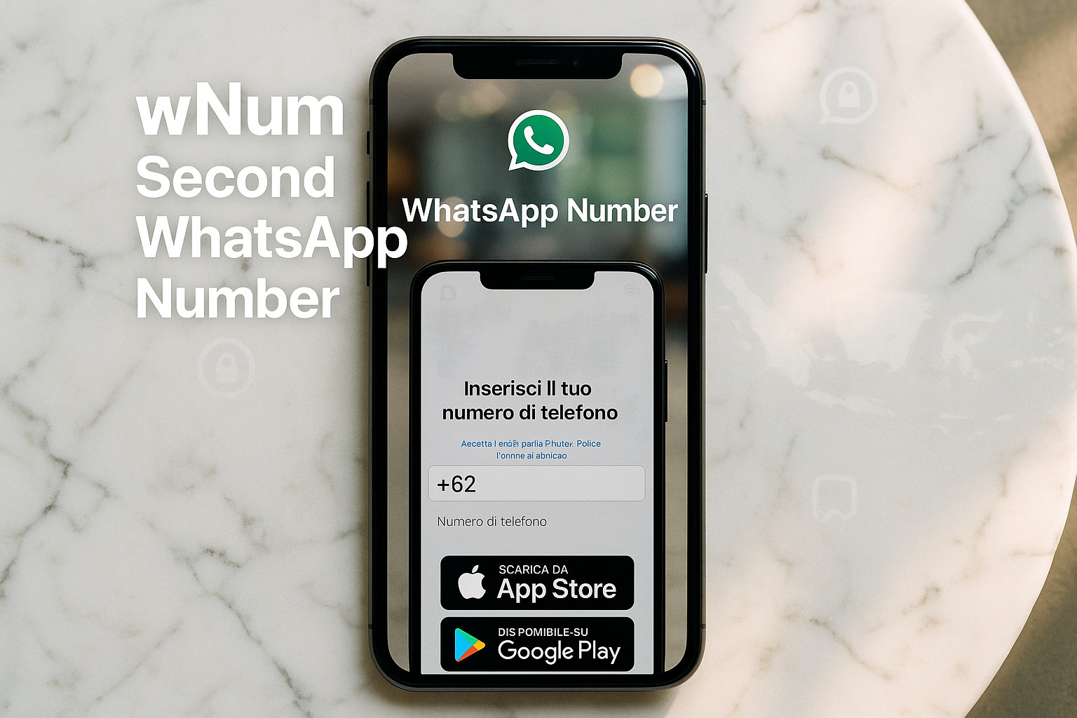 whatsapp sanal numara ücretsiz ve nomor wa gratis dan kode verifikasi için wNum uygulaması ekran görüntüsü