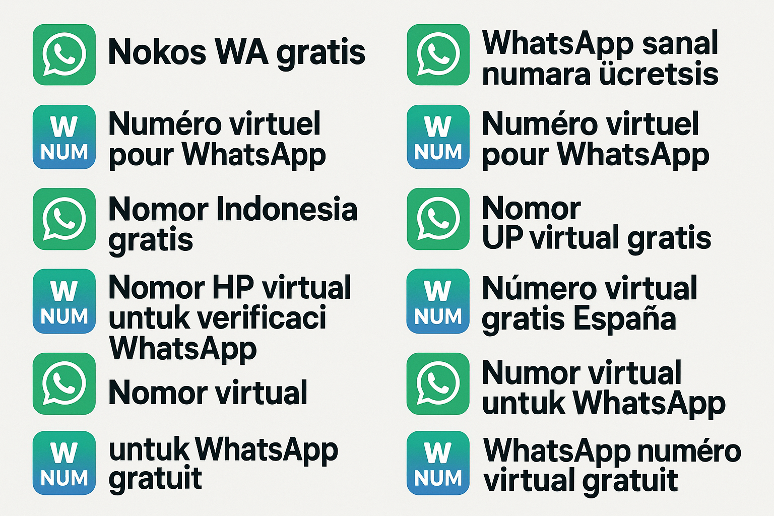 interface wNum montrant numero virtuel pour whatsapp gratuit, nokos wa gratis et nomor hp virtual pour vérification whatsapp
