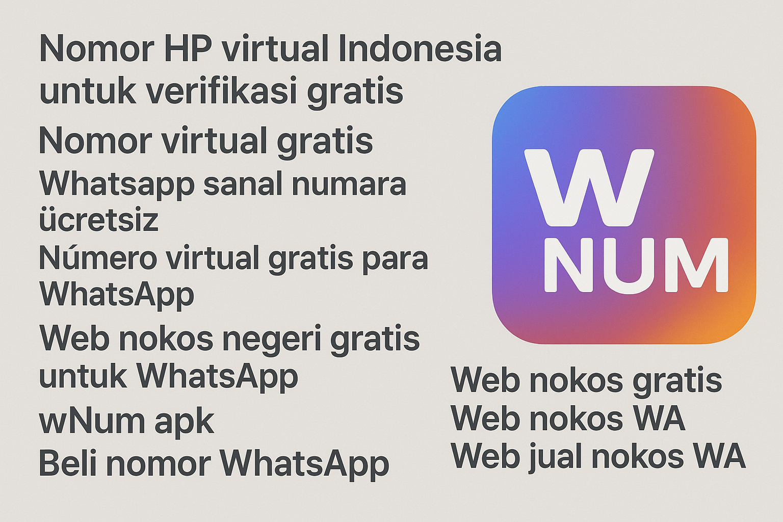 Perbandingan web nokos gratis dengan wNum untuk nomor luar negeri gratis untuk WhatsApp dan beli nomor WhatsApp