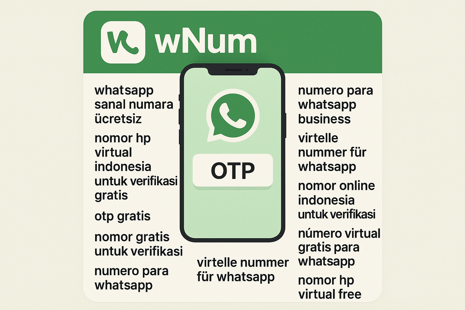 Dashboard wNum menunjukkan nomor hp virtual free dan nomor gratis untuk verifikasi WhatsApp Business