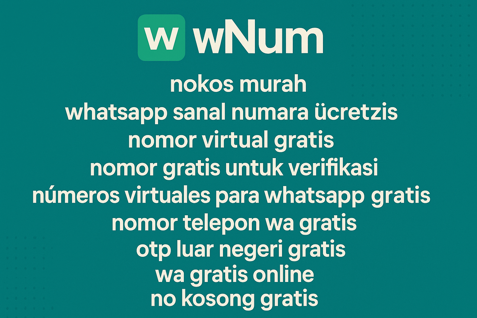 Dashboard wNum menampilkan nomor virtual gratis dan nokos murah untuk wa gratis online