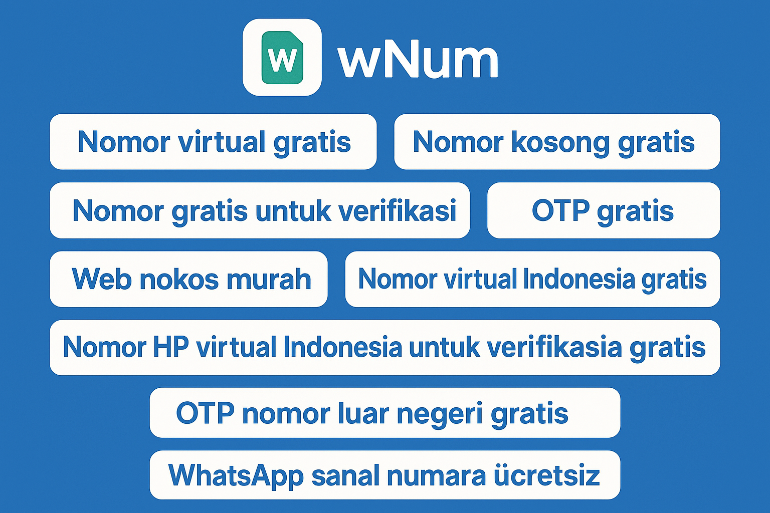Dashboard web nokos murah wNum dengan nomor virtual Indonesia dan luar negeri
