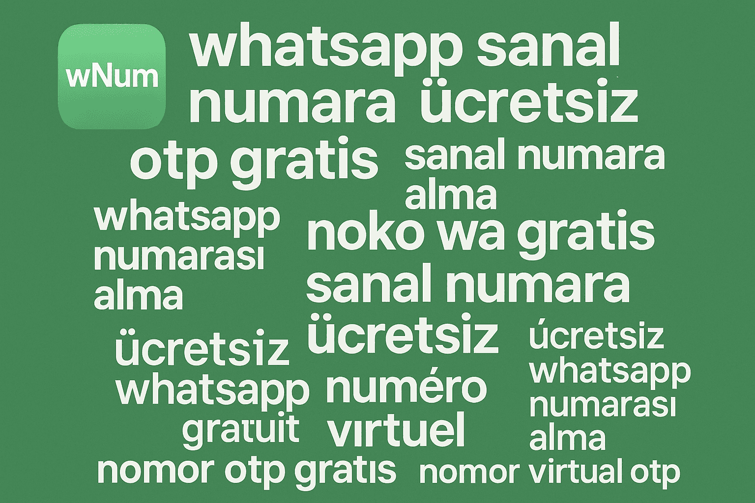 Dashboard wNum montrant sanal numara ücretsiz, nomor otp gratis et numéro virtuel WhatsApp