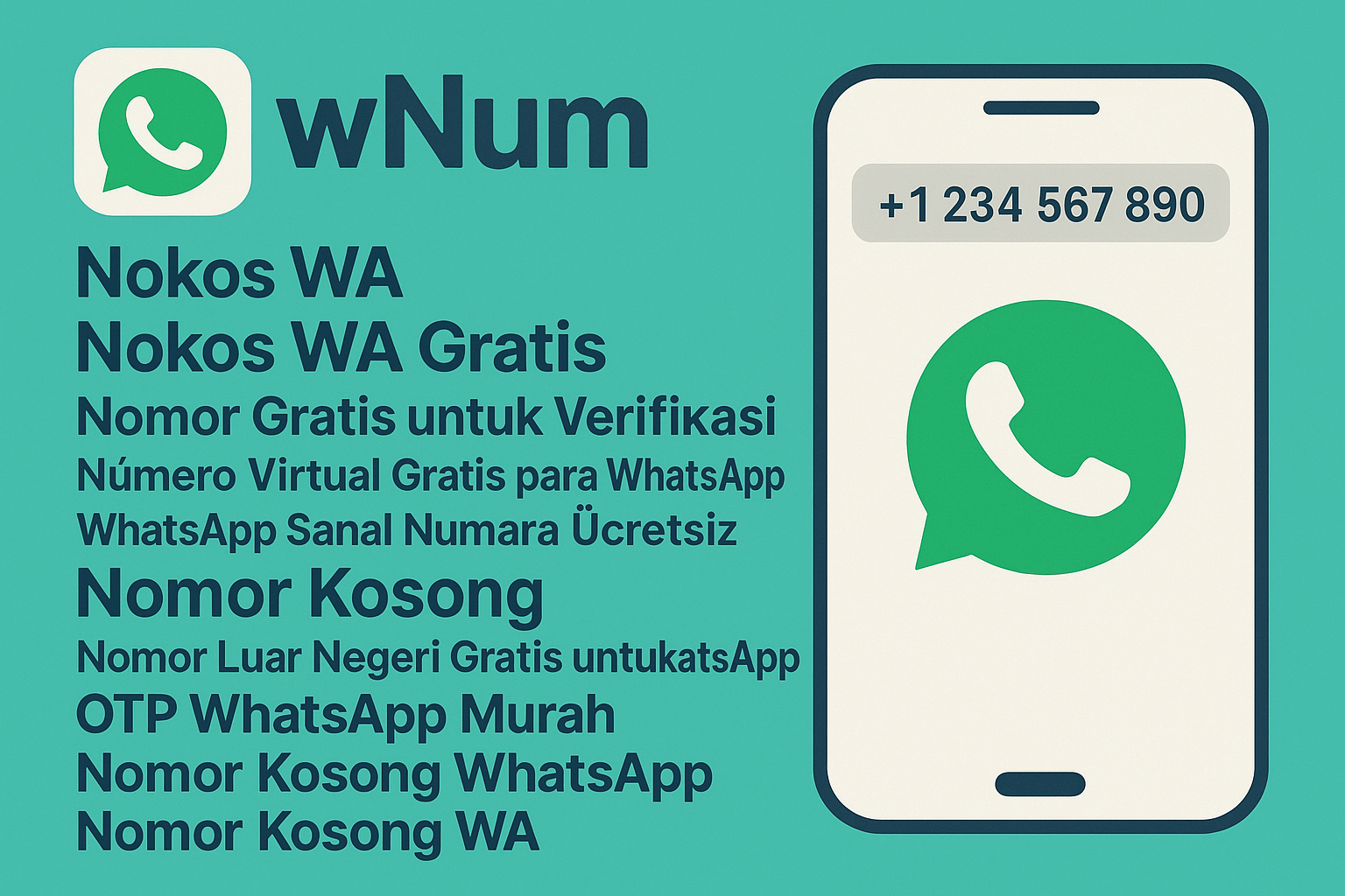 Dashboard wNum menunjukkan nomor luar negeri gratis untuk WhatsApp dan OTP WhatsApp murah