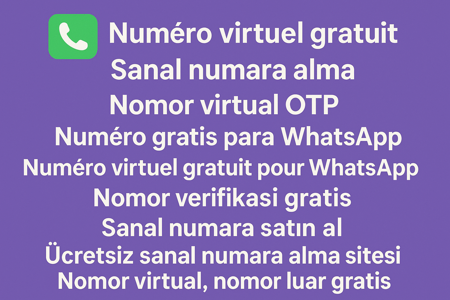 sanal numara satın al, nomor virtual ve numero gratis para WhatsApp çözümlerini gösteren ekran görüntüsü