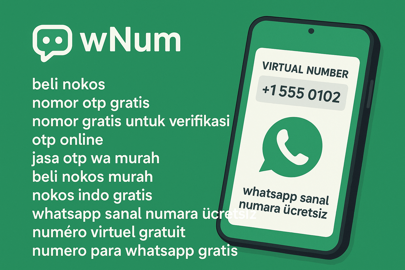 Dashboard aplikasi wNum untuk beli nokos murah, nomor gratis untuk verifikasi, dan otp online WhatsApp Business