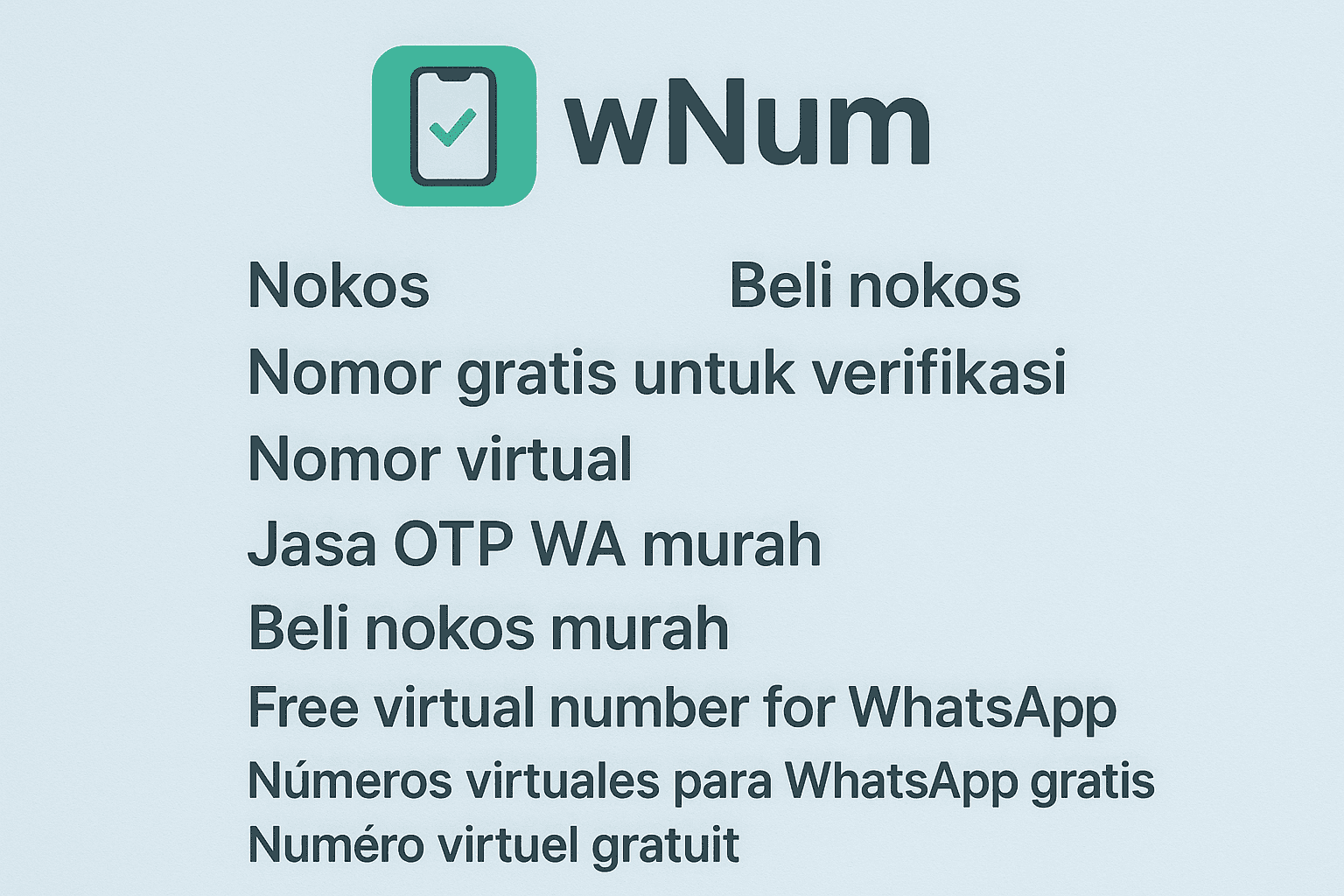 Tampilan aplikasi wNum nomor virtual dan jasa OTP WA murah untuk pengguna Indonesia