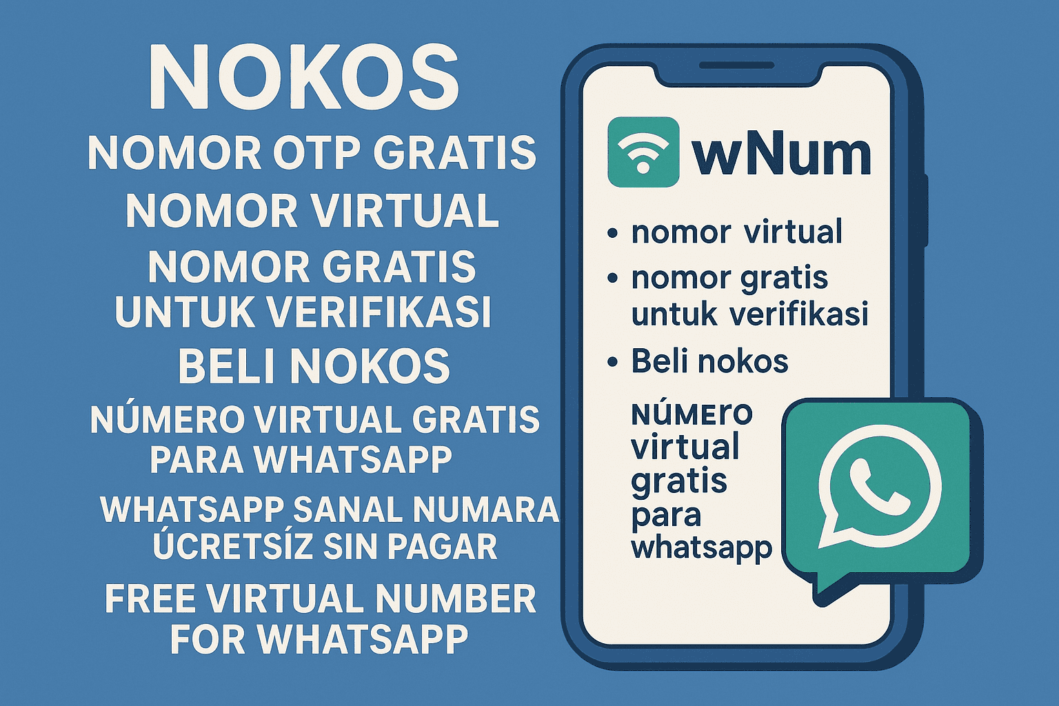 Dashboard aplikasi wNum yang menampilkan nomor otp gratis dan nomor virtual untuk verifikasi WhatsApp