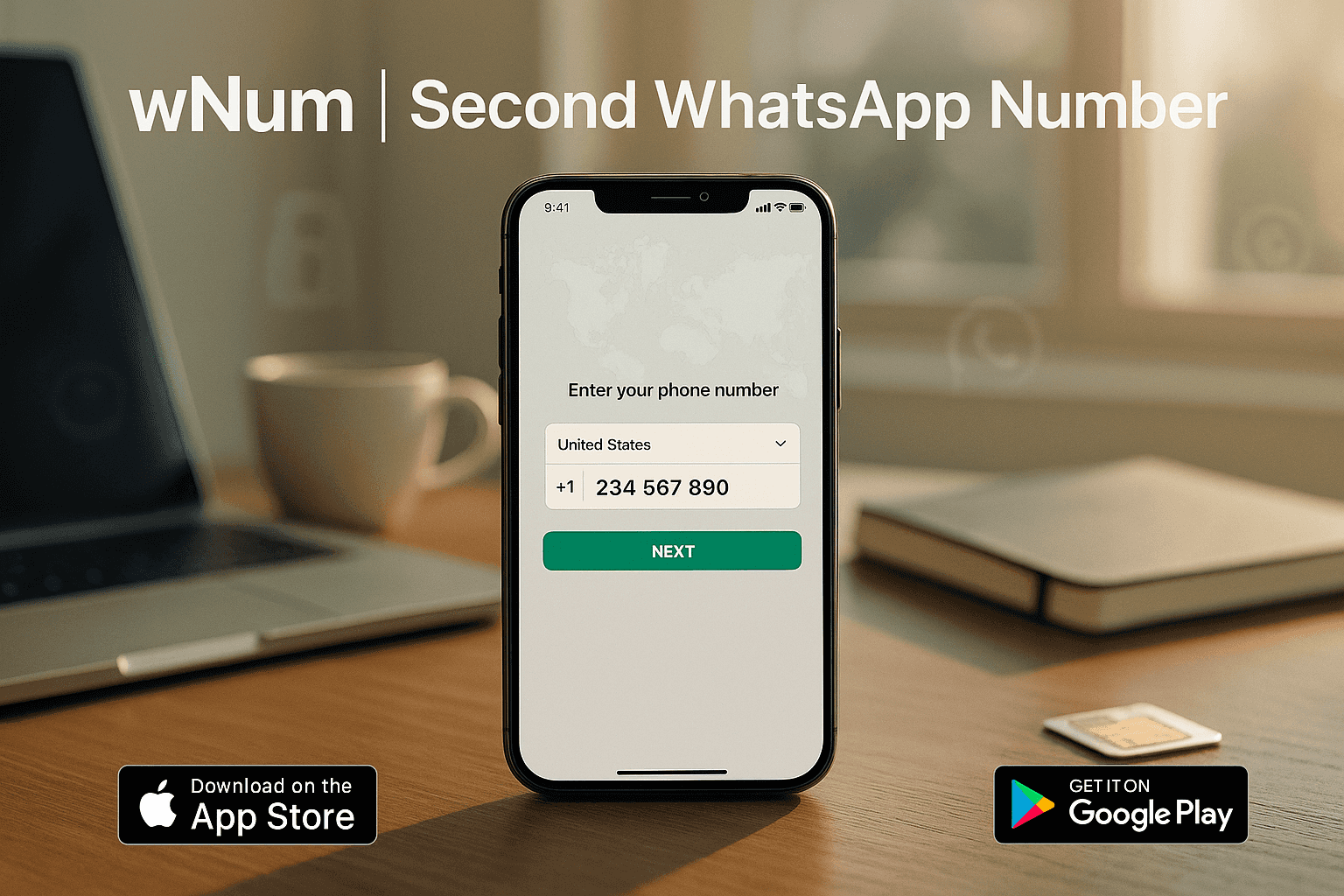 WhatsApp 虛擬號碼（virtual number for whatsapp）申請與 SMS 驗證碼教學示意圖，適合搜尋 free virtual number for whatsapp 的使用者