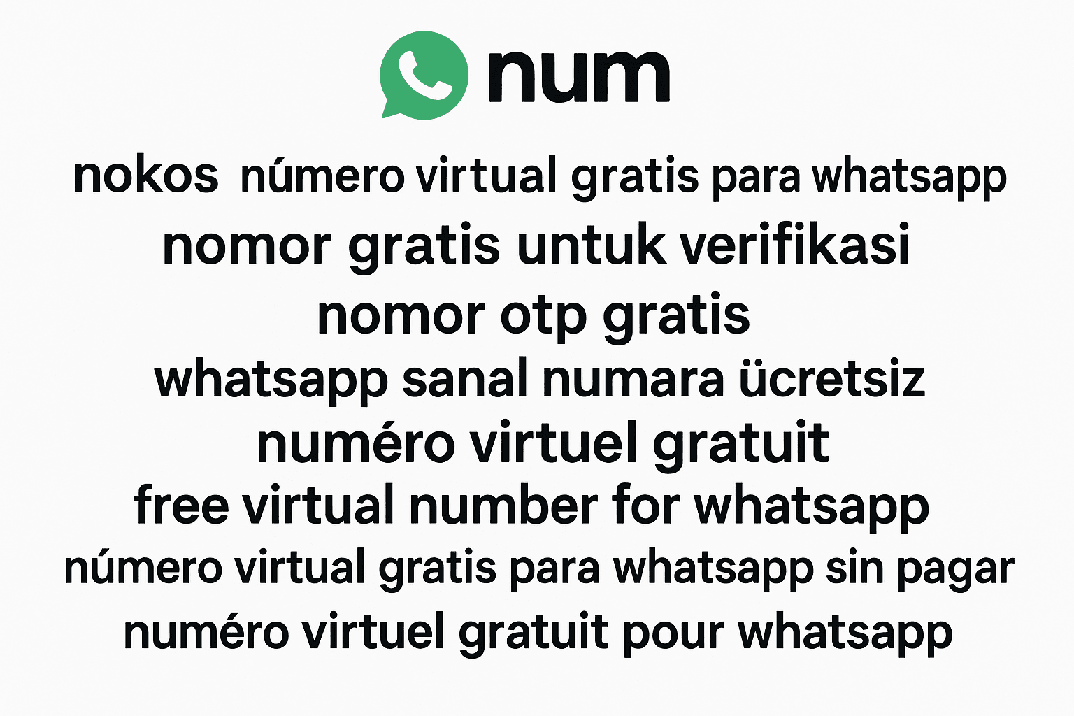 wNum WhatsApp 虛擬號碼（virtual number for whatsapp）特色與安全性說明圖，涵蓋 numéro virtuel gratuit、nokos、nomor otp gratis 等常見搜尋需求