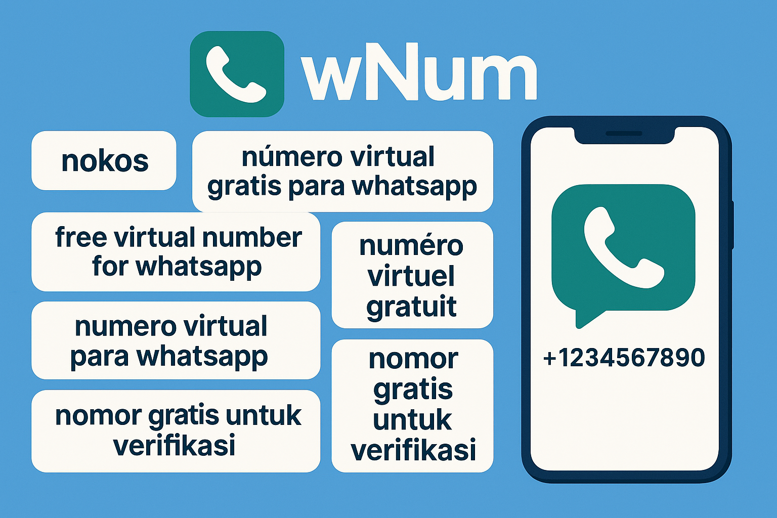 Numero virtual para WhatsApp and numéro virtuel gratuit style onboarding image