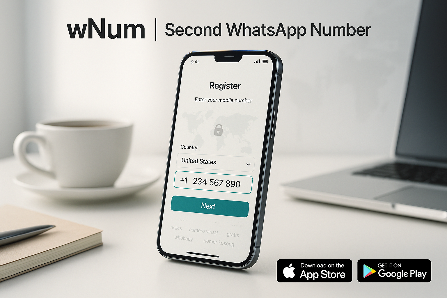 nokos and número virtual gratis para WhatsApp activation illustration